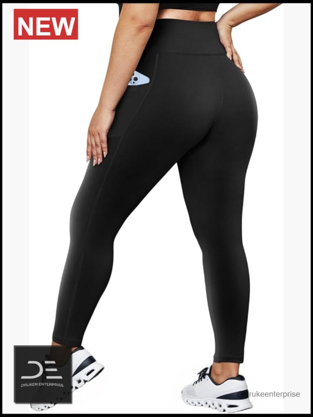 High Waist Tummy Control Leggings with Pockets Plus Size Yoga Pants for Women